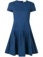 Red Valentino Flared Trim Dress, Women's, Size: 40, Blue, Cotton/spandex/elastane
