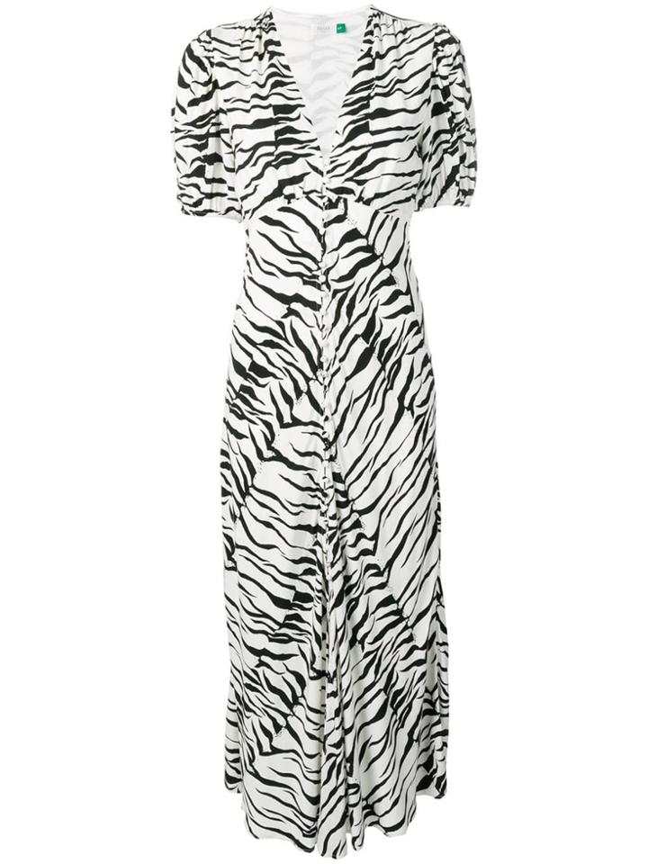 Rixo London Tiger Print Flared Dress - White