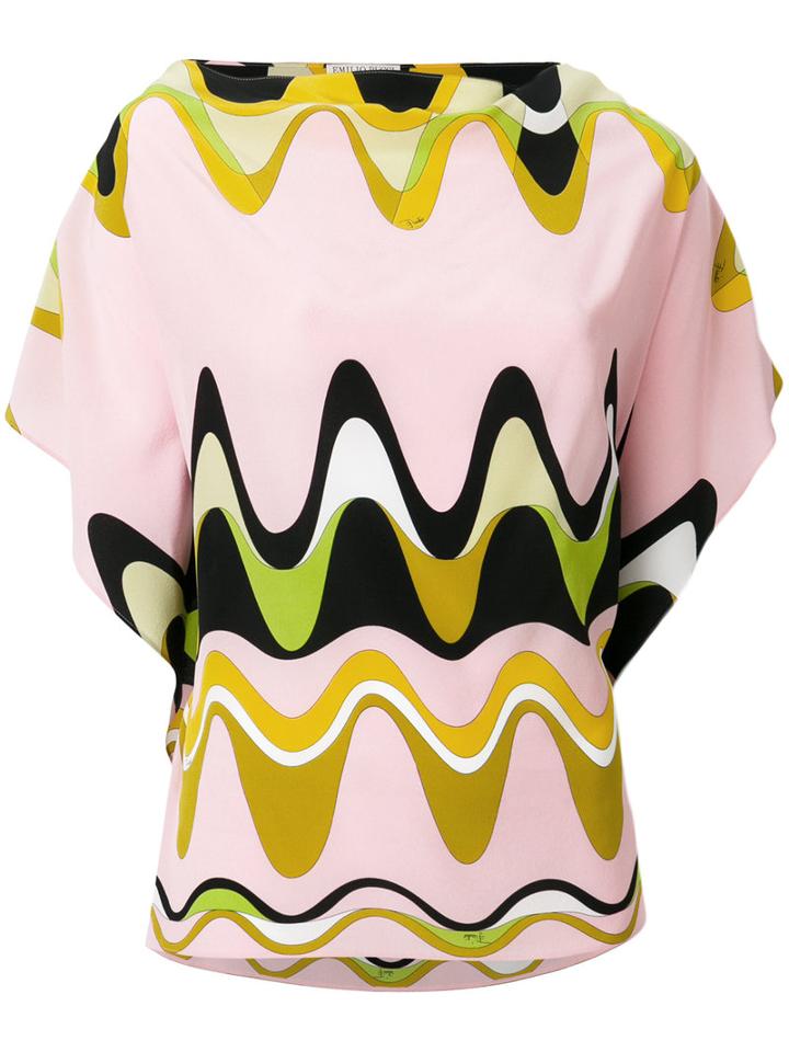 Emilio Pucci - Embroidered Shift Blouse - Women - Silk - 44, Pink/purple, Silk