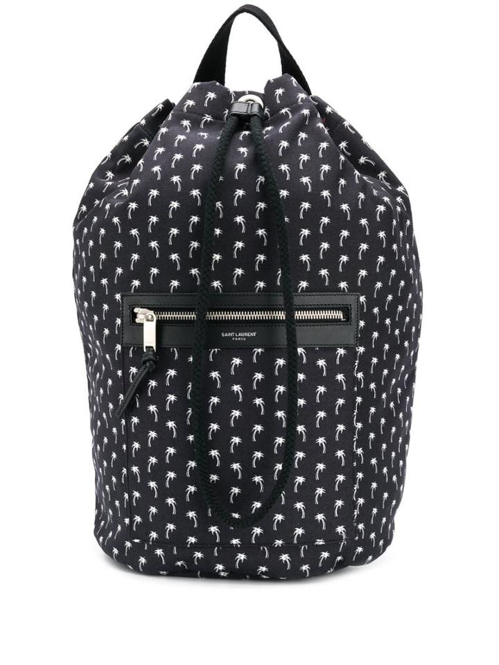 Saint Laurent Palm Tree Print Bucket Bag - Black