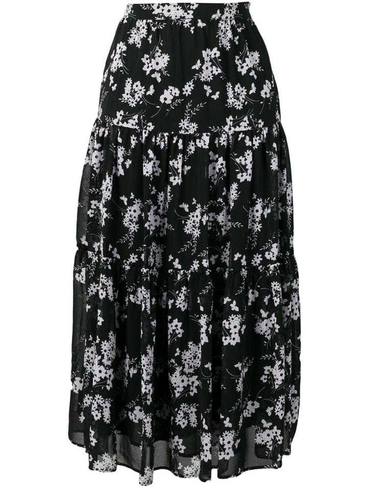 Michael Michael Kors Botanical Print High-waist Skirt - Black