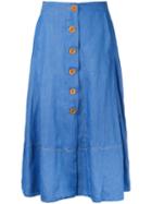 Caramel - Pleated Skirt - Women - Cotton/linen/flax - 8, Women's, Blue, Cotton/linen/flax
