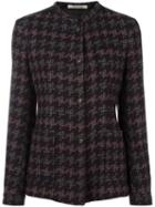 Massimo Alba Tweed Houndstooth Collarless Coat, Women's, Size: Large, Brown, Viscose/wool
