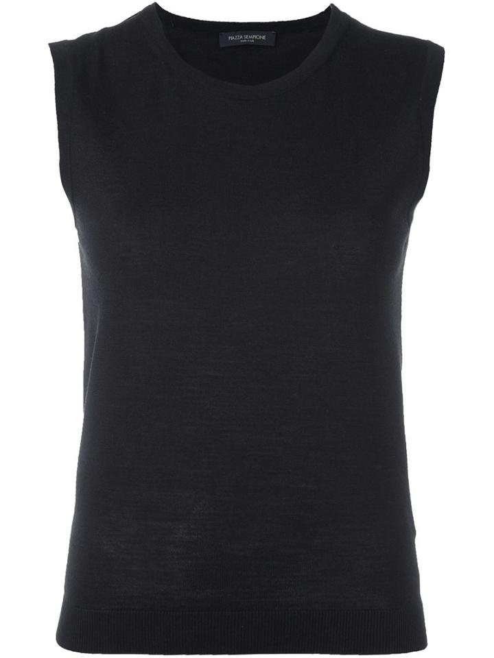 Piazza Sempione Knit Tank Top, Women's, Size: 46, Black, Silk/virgin Wool