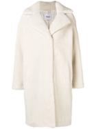Stand Textured Mid-length Coat - White