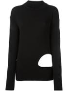 Dkny Cut-out Jumper, Women's, Size: Medium, Black, Spandex/elastane/viscose/merino