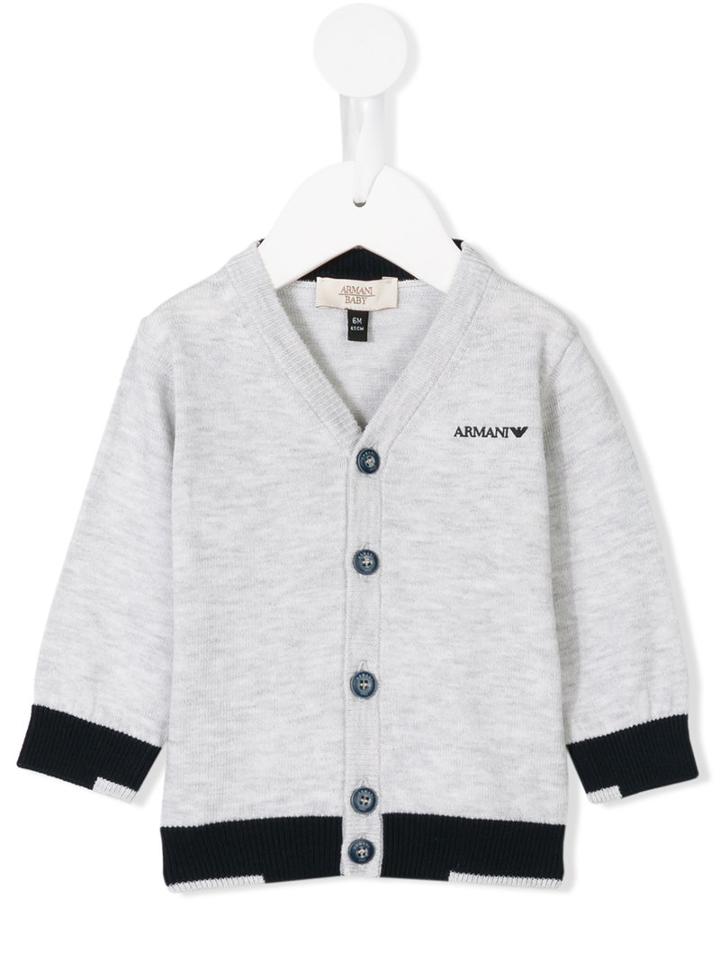 Armani Junior - V-neck Cardigan - Kids - Cotton - 6 Mth, Grey