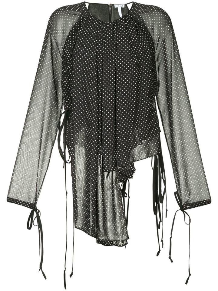 Loewe Polka Dot Drapped Blouse - Black