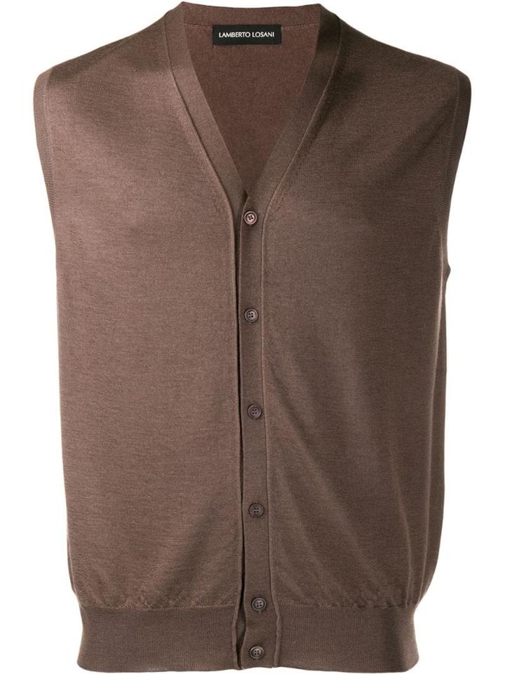 Lamberto Losani Sleeveless Knit Cardigan - Brown