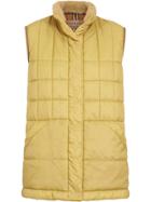 Burberry Faux Shearling Collar Lightweight Quilted Gilet - Yellow