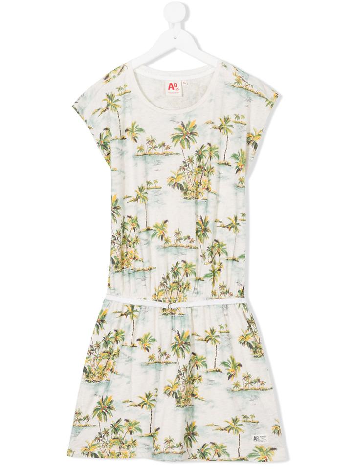 American Outfitters Kids Teen Tropical-print Belted Dress - White