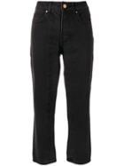 Aalto Fixed Pleat Cropped Jeans - Black
