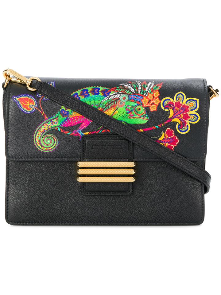 Etro Lizard Printed Satchel - Black