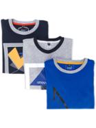 Armani Junior - Set Of Three Graphic Print T-shirts - Kids - Cotton - 5 Yrs, Blue