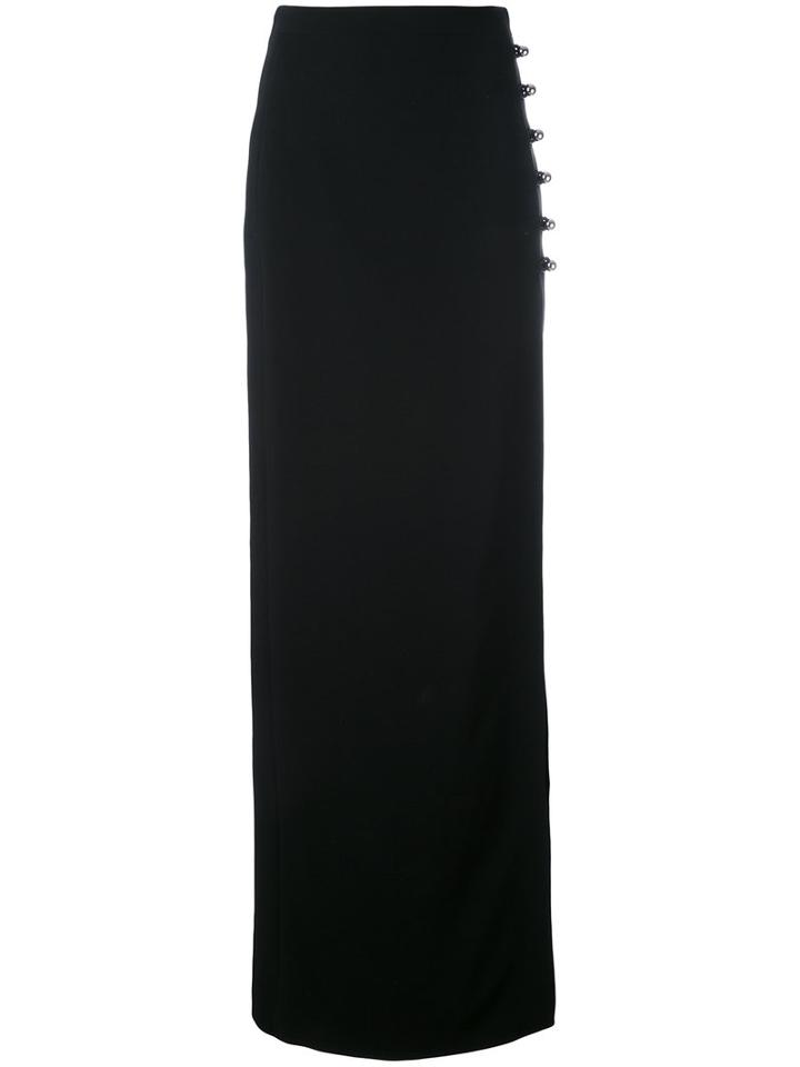 David Koma - Buttoned Side Slit Skirt - Women - Spandex/elastane/acetate/lyocell/viscose - 8, Black, Spandex/elastane/acetate/lyocell/viscose