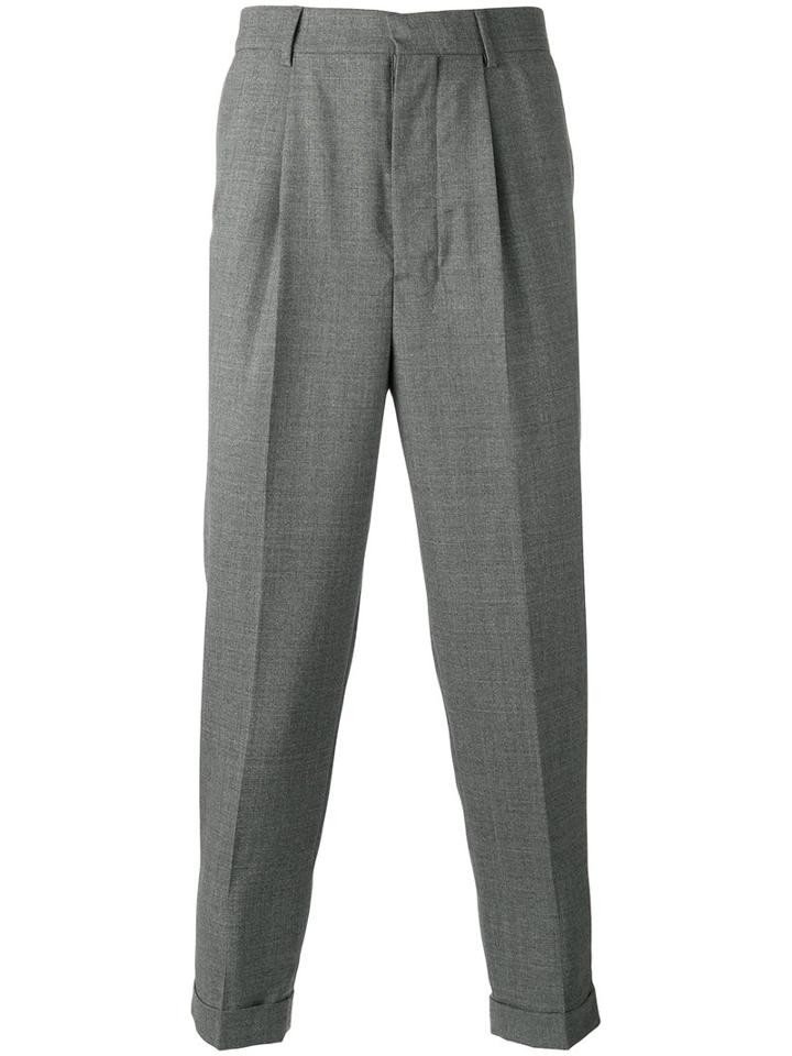 Ami Alexandre Mattiussi Tailored Cropped Trousers, Men's, Size: 50, Grey, Polyester/wool