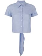 Mm6 Maison Margiela Striped Shortsleeved Shirt, Women's, Size: 36, Blue, Cotton