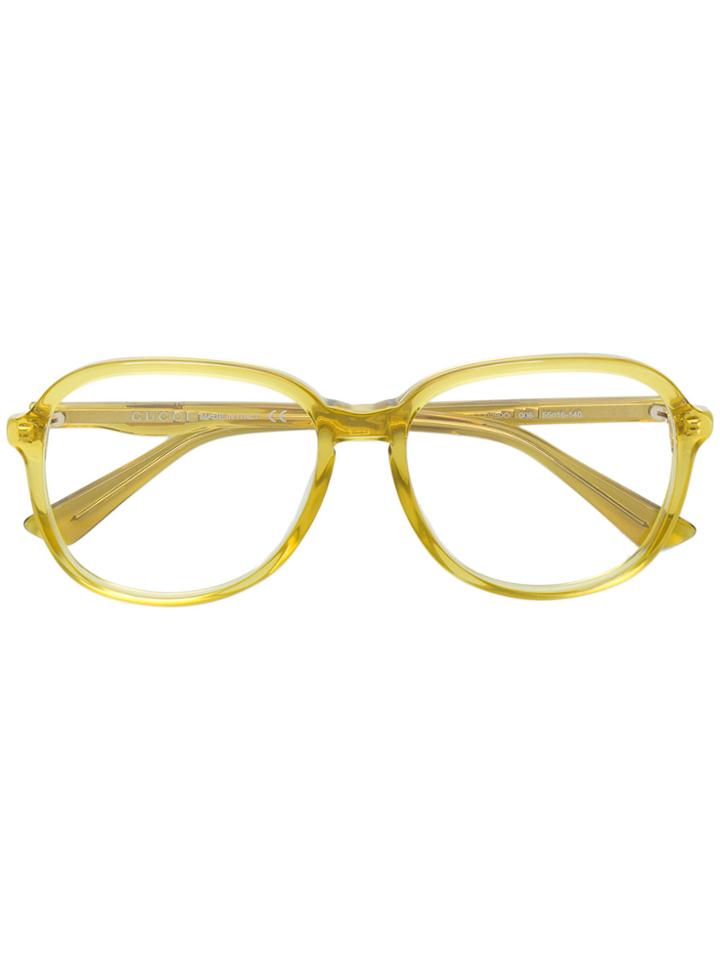 Gucci Eyewear Round Oversized Glasses - Yellow & Orange