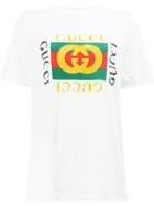 Gucci Fake Gucci Printed T-shirt, Women's, Size: Medium, White, Cotton