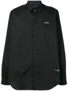 Odeur Embroidered Logo Oversized Shirt - Black