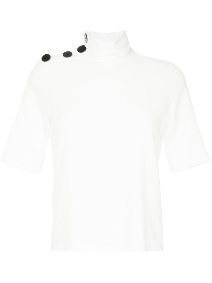 Taro Horiuchi High Neck Button Top - White