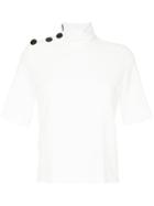 Taro Horiuchi High Neck Button Top - White
