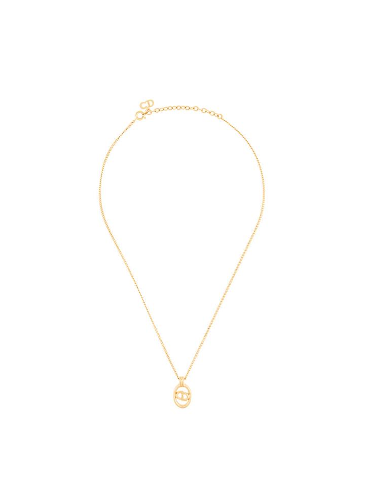 Christian Dior Vintage Oval Cut Out Necklace - Metallic