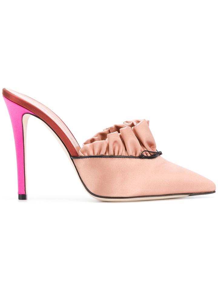 Marco De Vincenzo Ruffled Mules - Nude & Neutrals