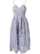Self-portrait - Embroidered Dress - Women - Cotton/polyester/spandex/elastane - 14, Pink/purple, Cotton/polyester/spandex/elastane