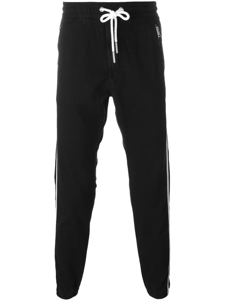 Diesel Side Stripe Track Pants, Men's, Size: Xs, Black, Cotton/polyester/spandex/elastane