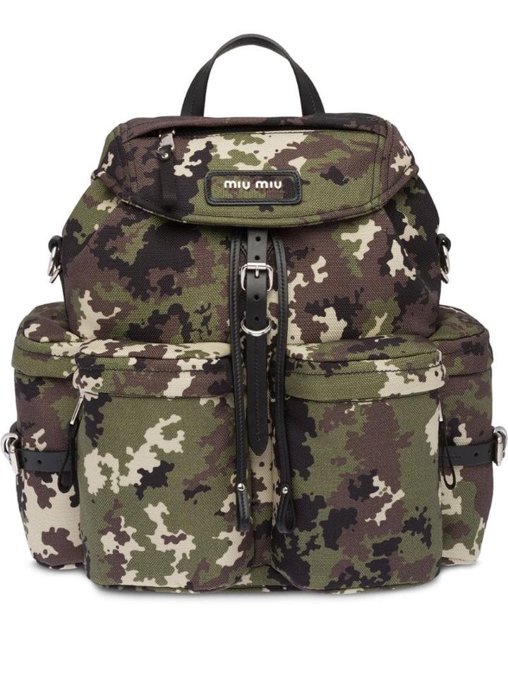 Miu Miu Cordura Camouflage Backpack - Green