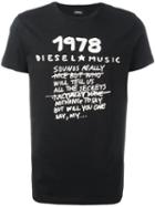 Diesel Slogan Print T-shirt, Men's, Size: Xl, Black, Cotton