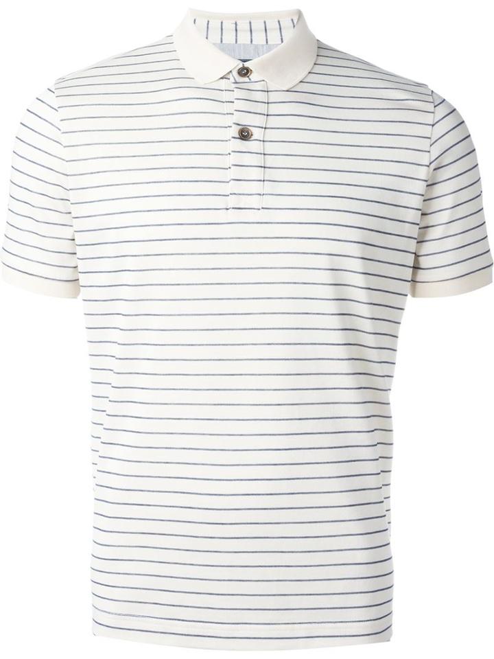 Eleventy Striped Polo Shirt, Men's, Size: Xl, Nude/neutrals, Cotton