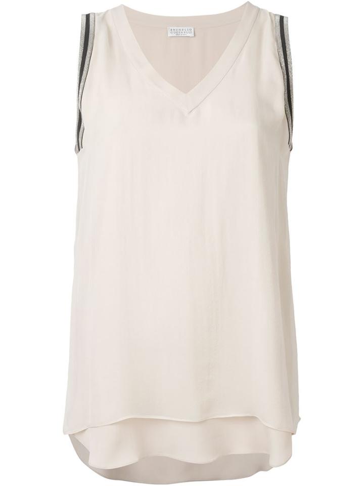 Brunello Cucinelli Beaded Trim Layered Top