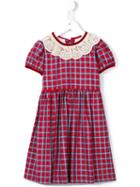 Amaia Lace Collar Checked Dress, Girl's, Size: 6 Yrs, Red