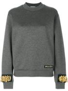 Prada Sweatshirt With Cuff Embellishments - Grey