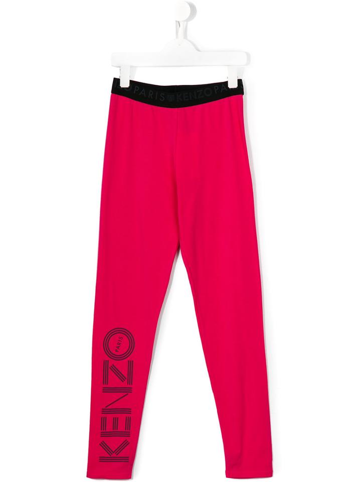 Kenzo Kids Logo Print Leggings, Size: 14 Yrs, Pink/purple