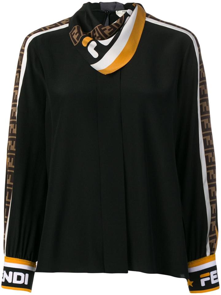 Fendi Ff Logo-trimmed Blouse - Black