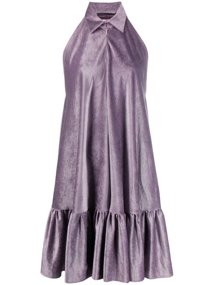 Talbot Runhof Satin Corduroy Dress - Purple