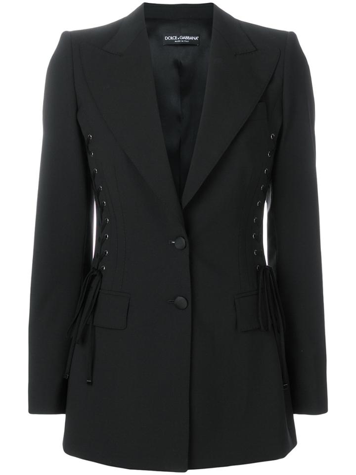 Dolce & Gabbana Lace Up Sides Blazer - Black