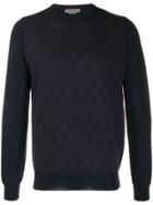 Corneliani Patterned Knit Crew Neck Sweater - Blue