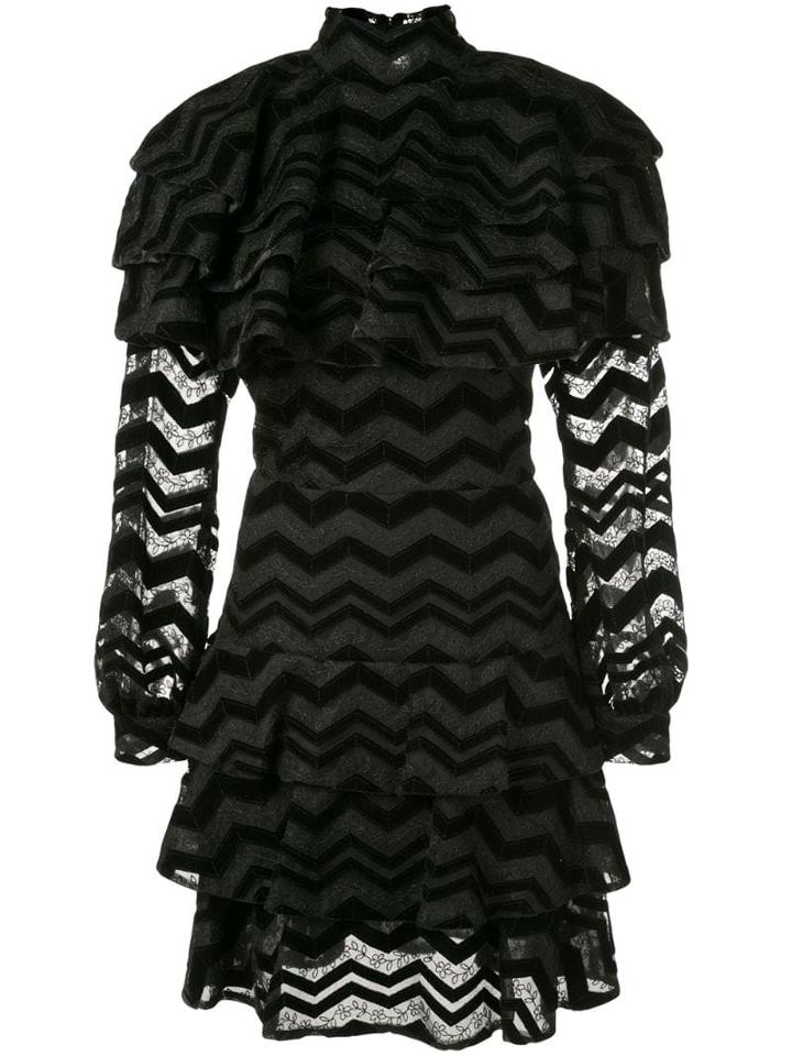 Christian Siriano Zigzag Pattern Dress - Black