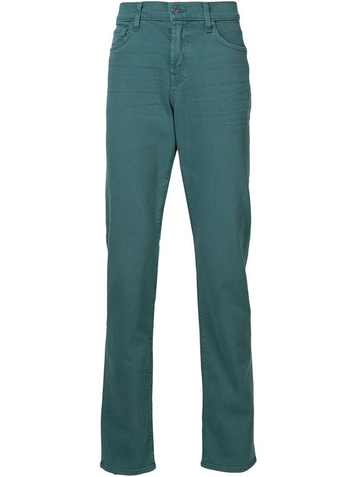 7 For All Mankind Slim-fit Jeans, Men's, Size: 29, Green, Cotton/polyester/spandex/elastane