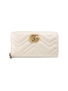 Gucci Gg Marmont Zip Around Wallet - White