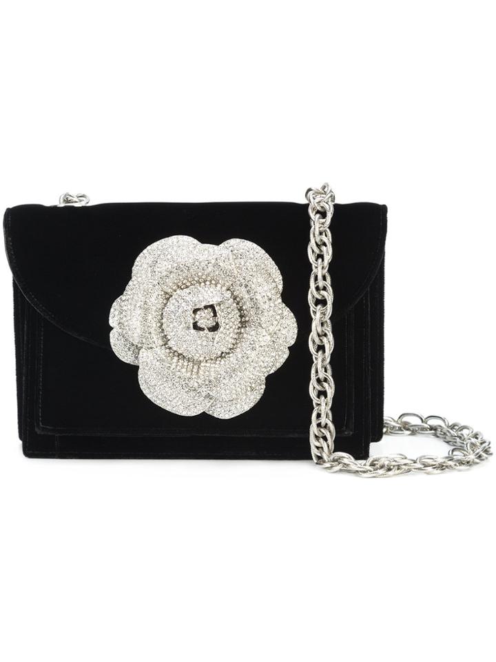 Oscar De La Renta Floral Shoulder Bag - Black