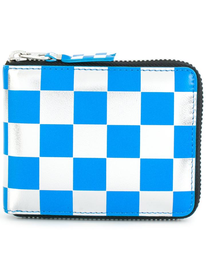 Comme Des Garçons Wallet Checkered Zipped Wallet - Blue