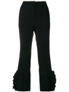 No21 Ruffle Trim Cropped Trousers - Black