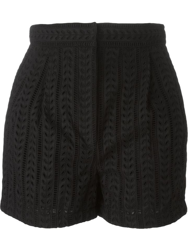 Philosophy Di Lorenzo Serafini Embroidered Shorts, Women's, Size: 40, Black, Cotton/other Fibers
