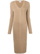 Ami Alexandre Mattiussi Long Dress V Collar - Neutrals