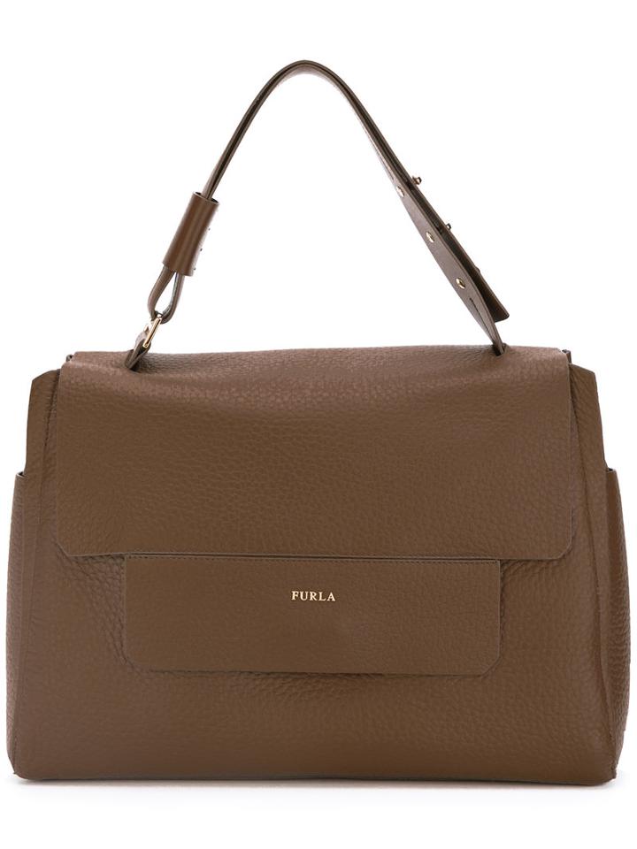 Furla Pocket Front Tote Bag, Women's, Brown, Leather